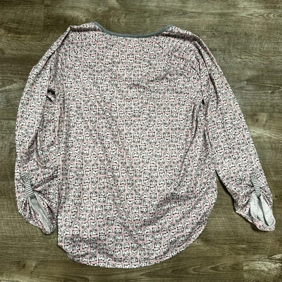 Cuddl Duds Cat Print Long Sleeve Pajama Shirt Size Small - Picture 6 of 8